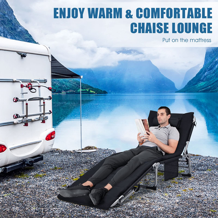 Giantex Lounge Chair Chaise Lounger, Beach Recliner with Mattress