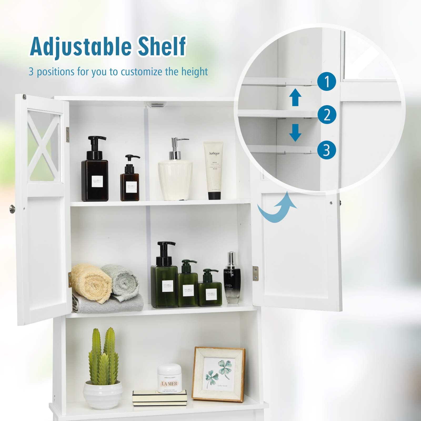 Over-The-Toilet Bathroom Space Saver with Adjustable Shelf