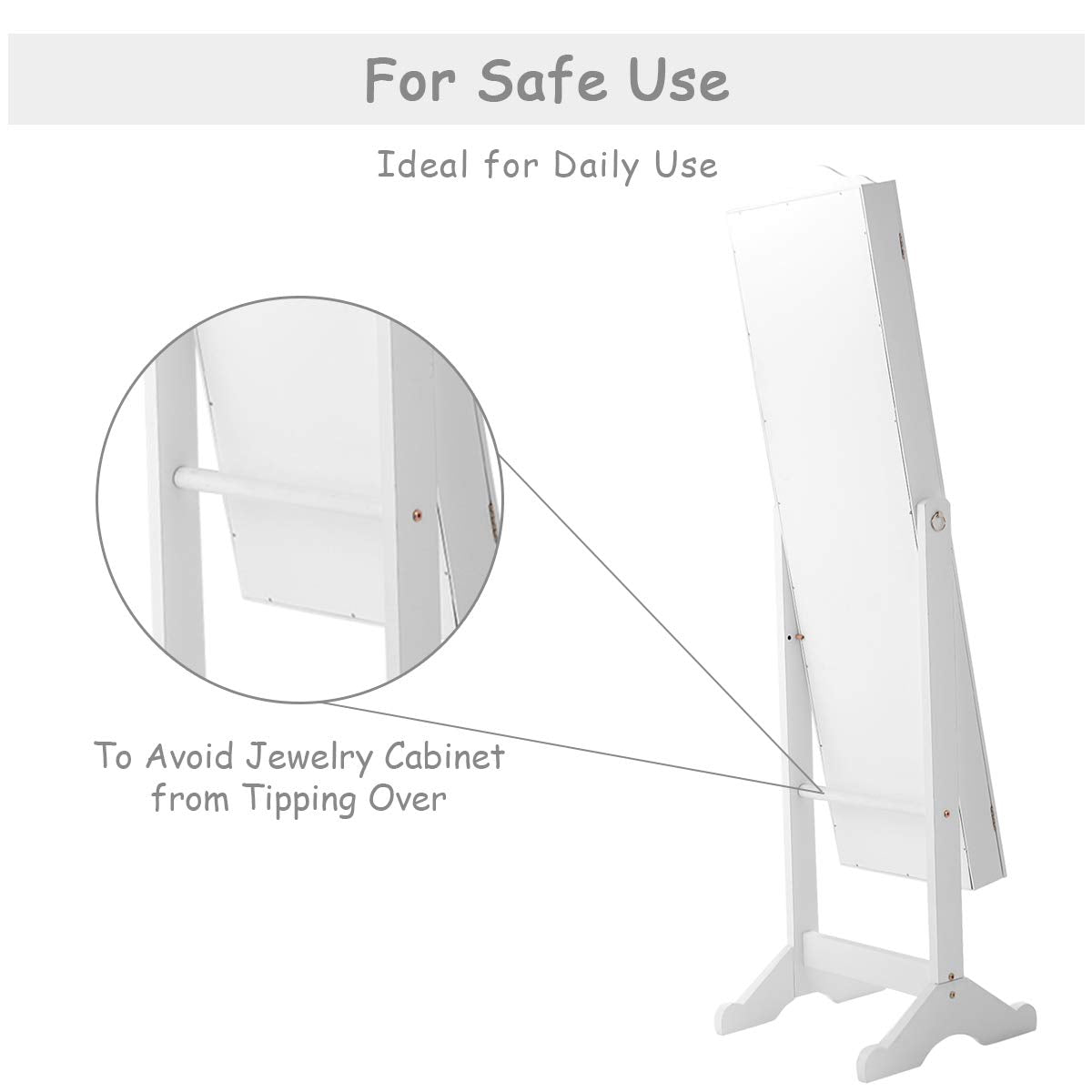 Jewelry Cabinet Armoire Lockable with Mirror - Giantex