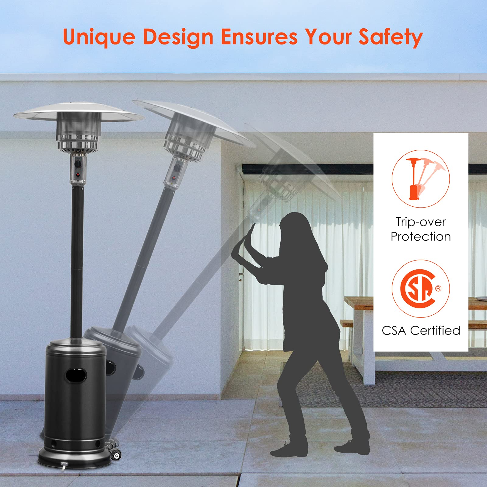 Giantex Patio Heaters for Outdoor Use, 48000 BTU Propane Outdoor Heaters with Wheels