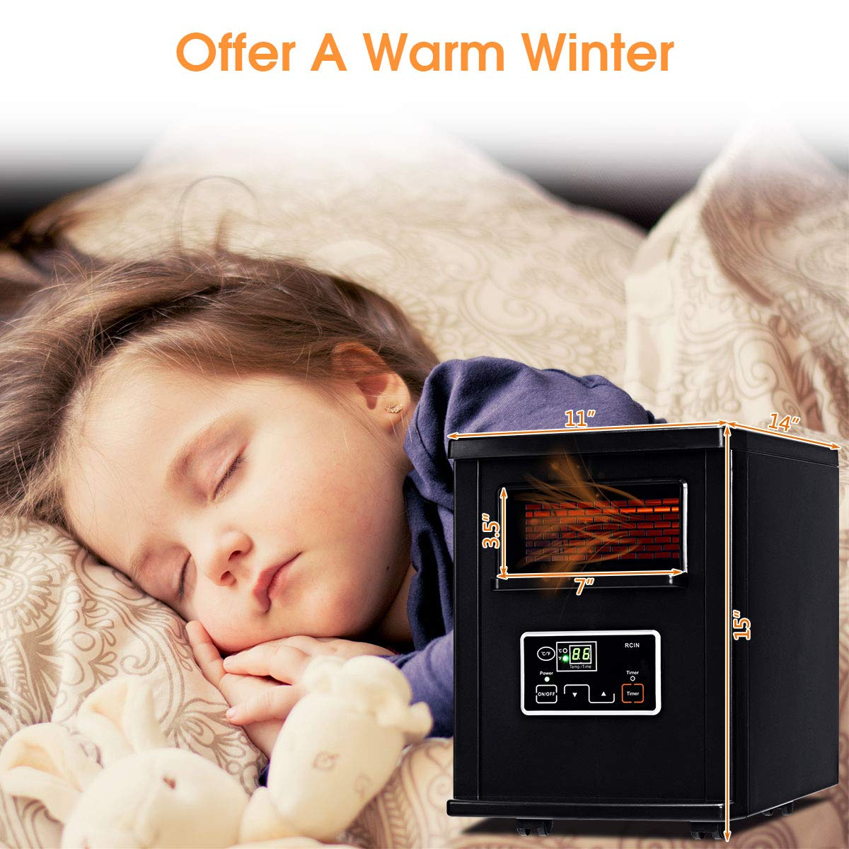 Giantex Infrared Space Heater, 1500W Portable Quartz Mini Electric Heater with Digital Thermostat