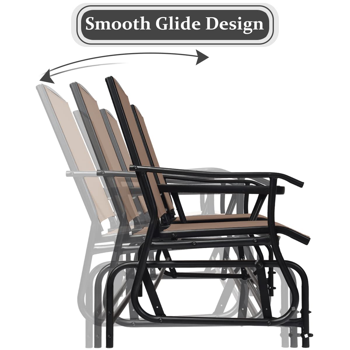 Giantex 2 Person Outdoor Double Glider Chair, Mesh Fabric Rocking Chair w/Center Tempered Glass Table
