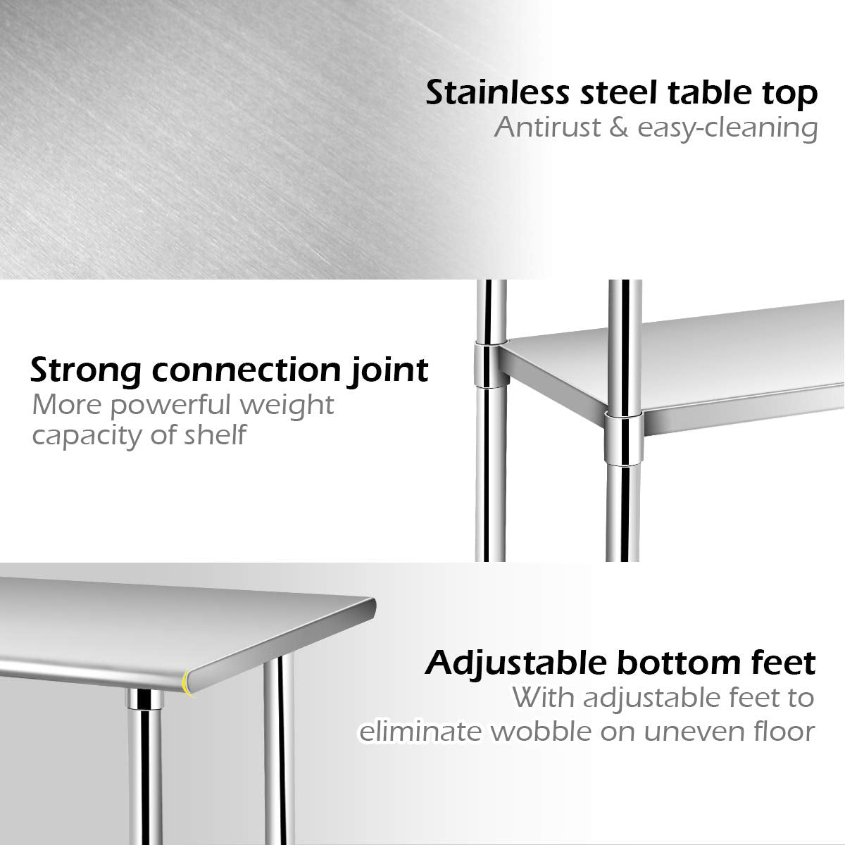 Giantex 48 x 30 Inches Stainless Steel Table w/ 4 Caster Wheels