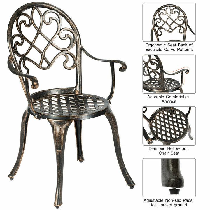 Giantex 3pcs Bistro Table Set Cast Aluminum Outdoor Patio Furniture Set (Antique Bronze)