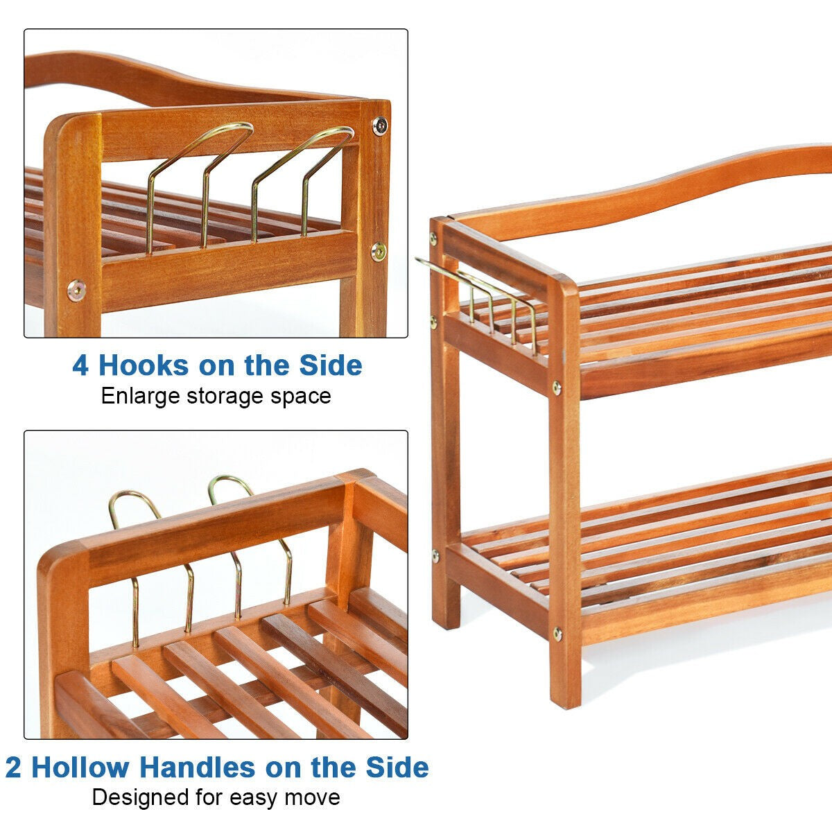 Giantex 2-Tier Wood Shoe Rack, 29"Lx10.5"Wx 16.5"H