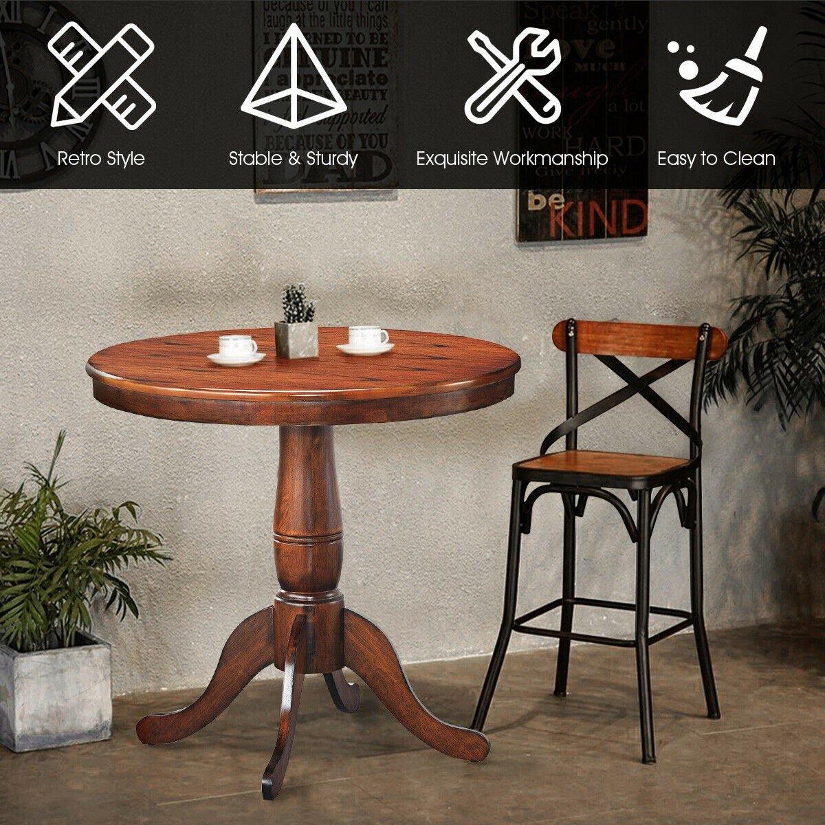 Table 30" Wooden Round Pub Pedestal Side Table (30 Inch) - Giantexus