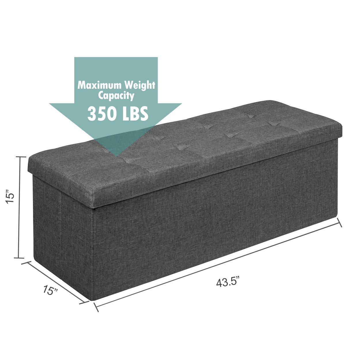 Storage Ottoman Bench, Folding Foot Rest 43.5'' with Divider