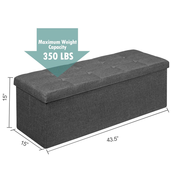 Storage Ottoman Bench, Folding Foot Rest 43.5'' with Divider