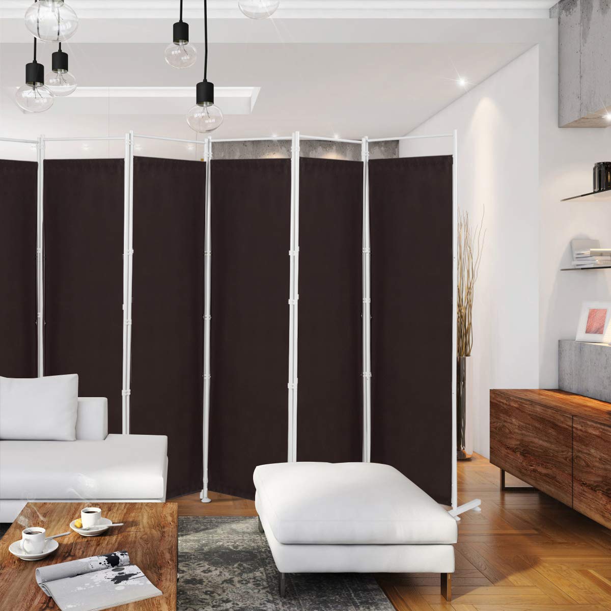 Giantex 6 Panel Room Divider, 6 Ft Folding Screen with Steel Support Base