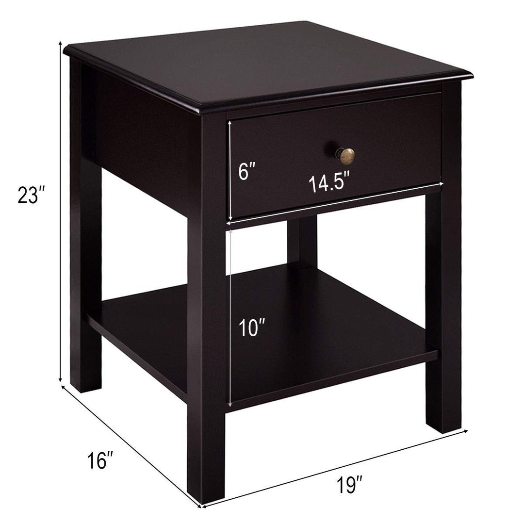 Giantex Nightstand W/Drawer and Shelf, Stable Frame Storage Cabinet