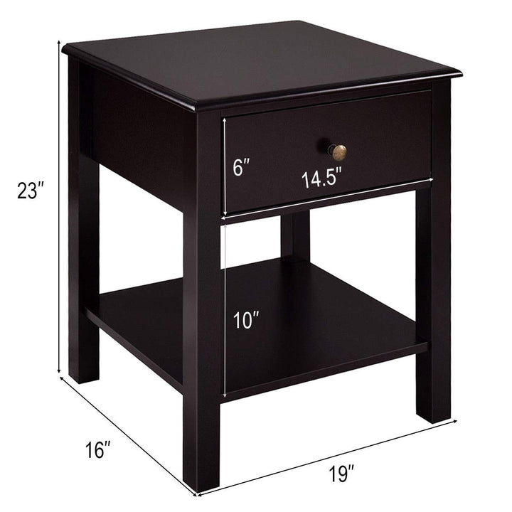 Giantex Nightstand W/Drawer and Shelf, Stable Frame Storage Cabinet