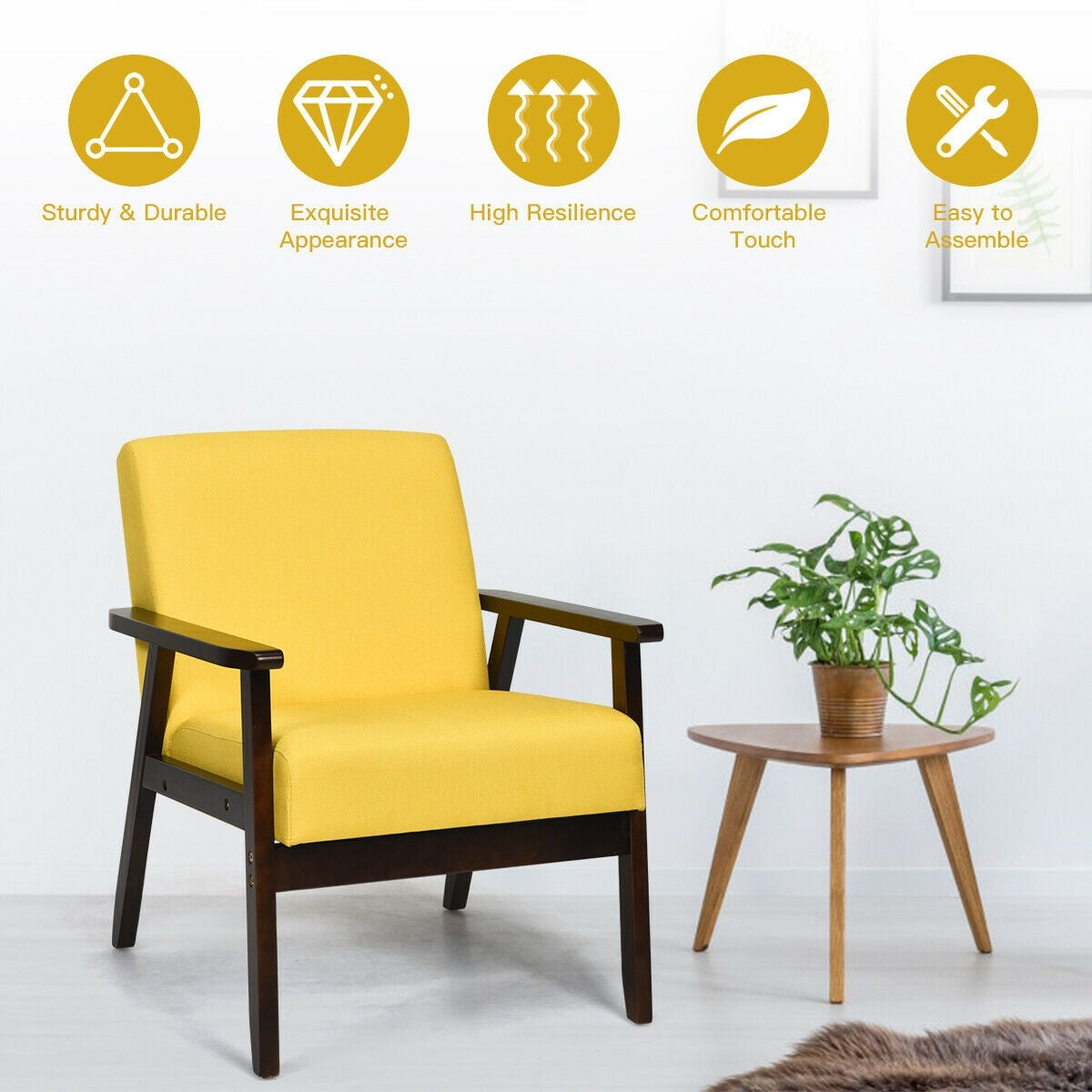 Mid-Century Modern Accent Chair for Living Room - Giantexus