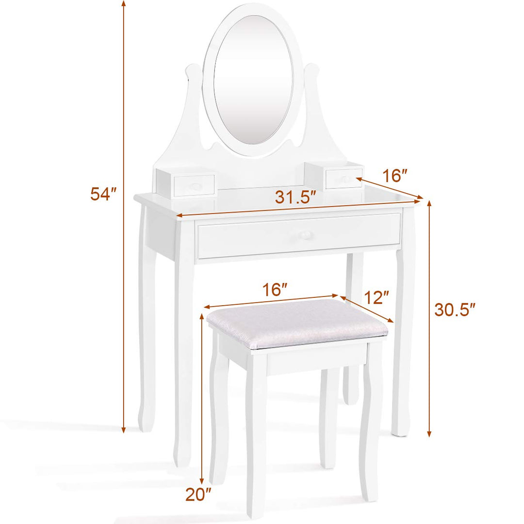 Giantex Vanity Set with Oval Mirror and Cushioned Stool