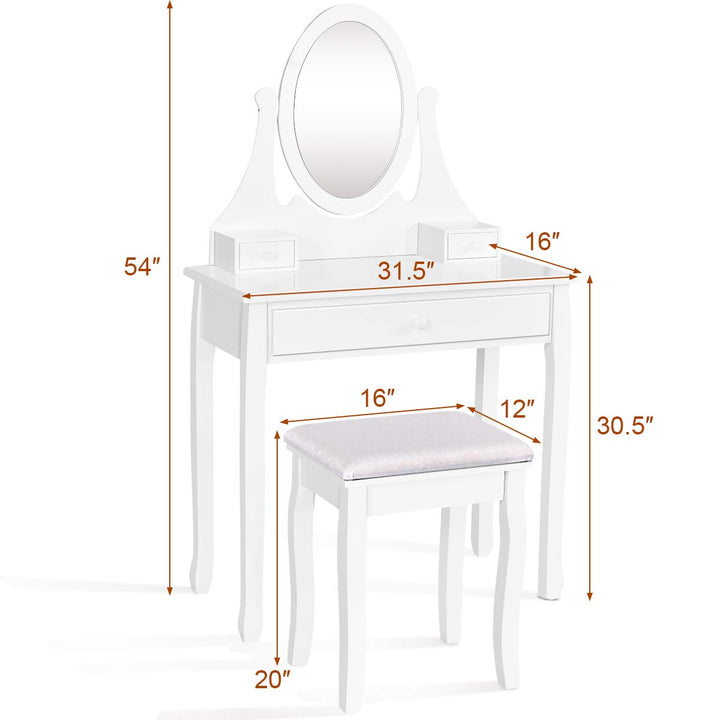 Giantex Vanity Set with Oval Mirror and Cushioned Stool