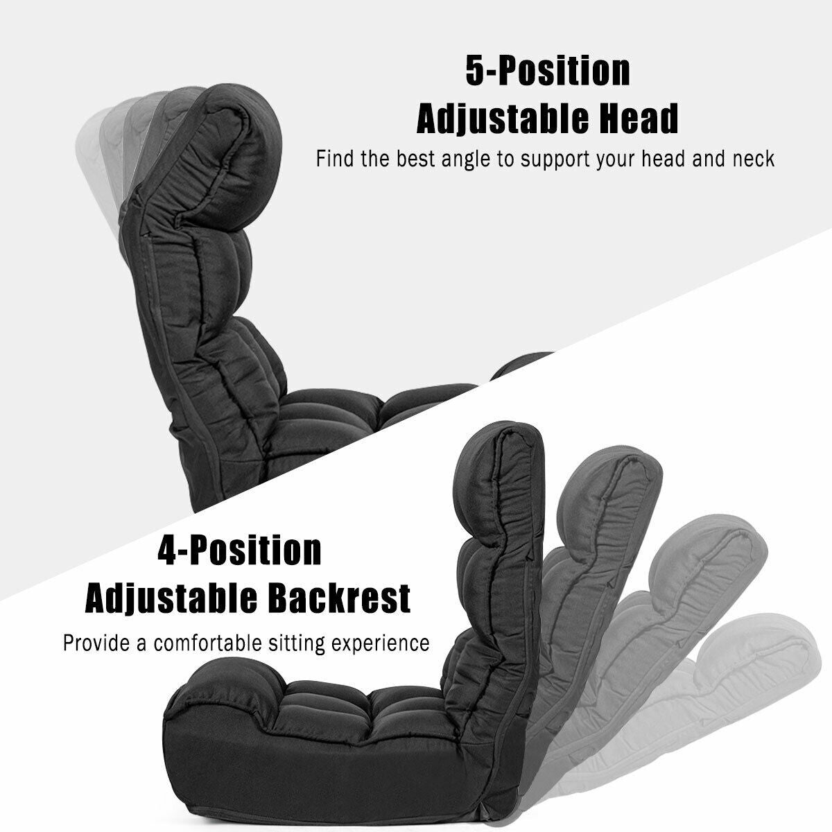 Folding Floor Gaming Chair Sleeper 4-Position Adjustable