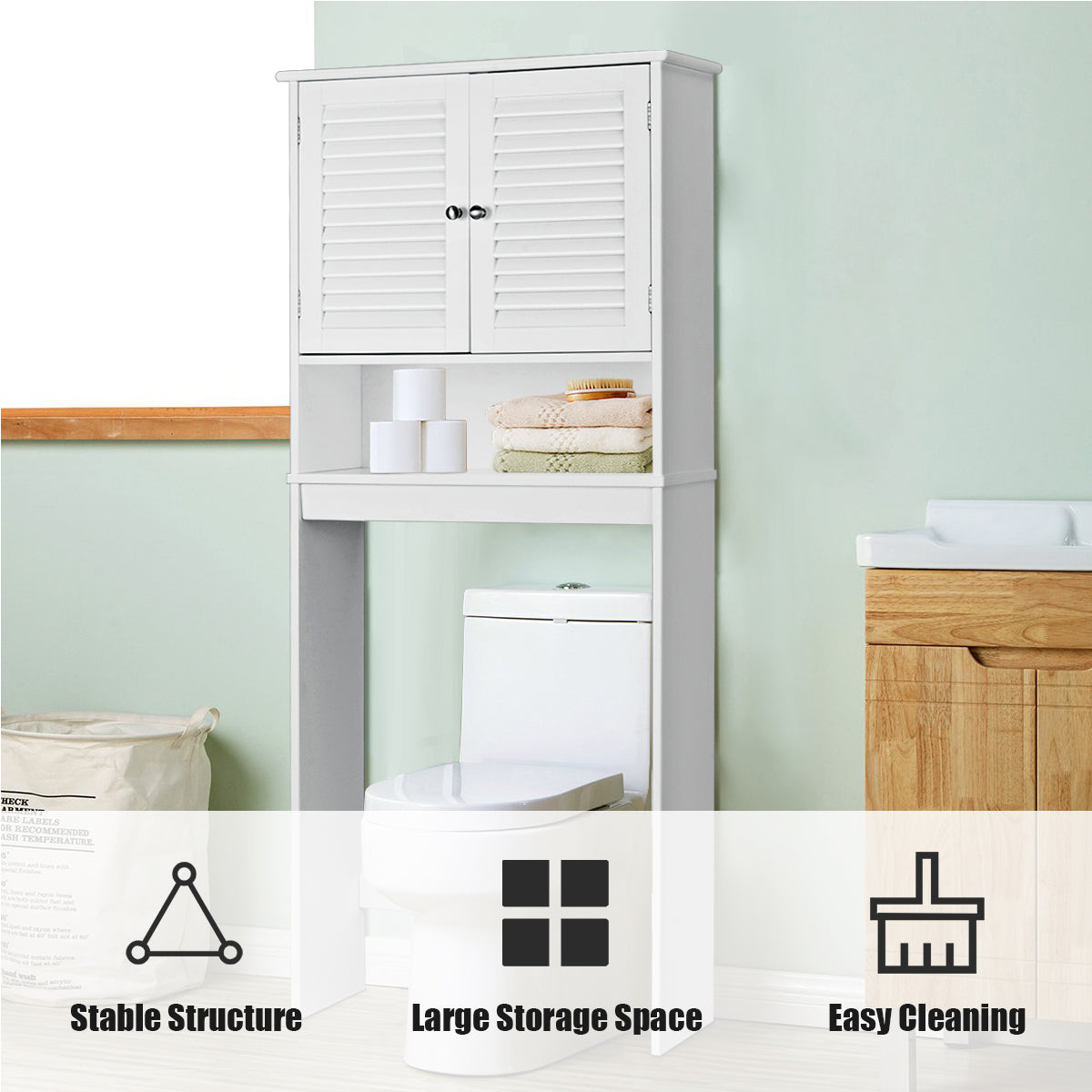 Bathroom Over-The-Toilet Space Saver Storage with Adjustable Shelf