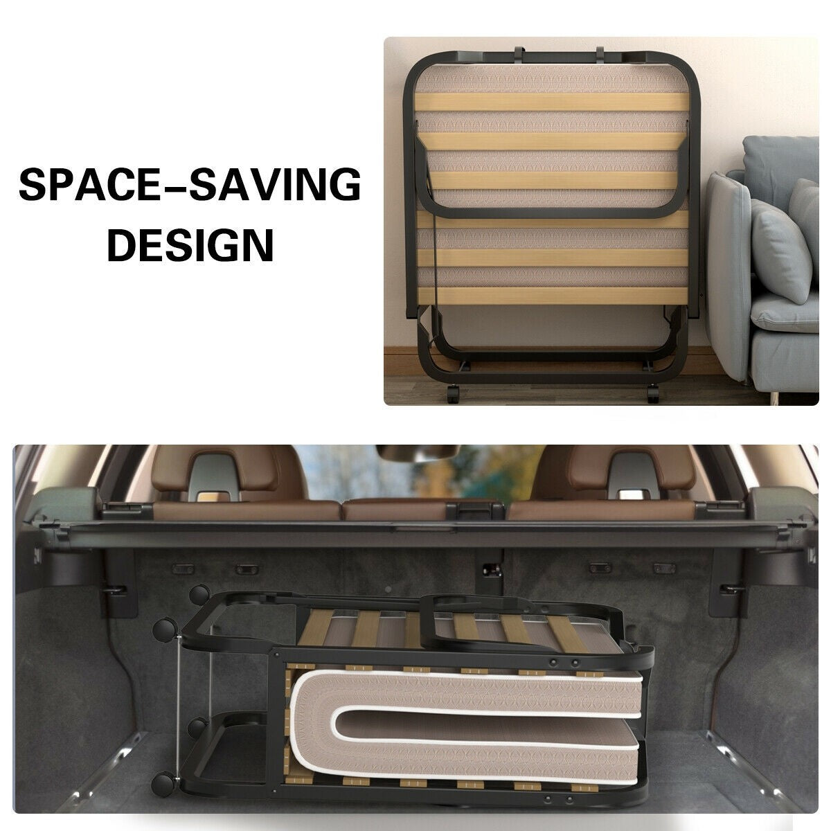 Rollaway Folding Bed with 4 Inch Mattress