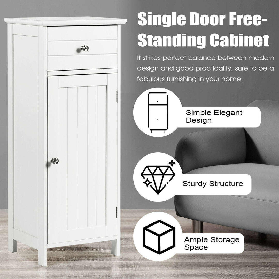 Bathroom Floor Storage Cabinet with Adjustable Shelf &amp; Large Drawer