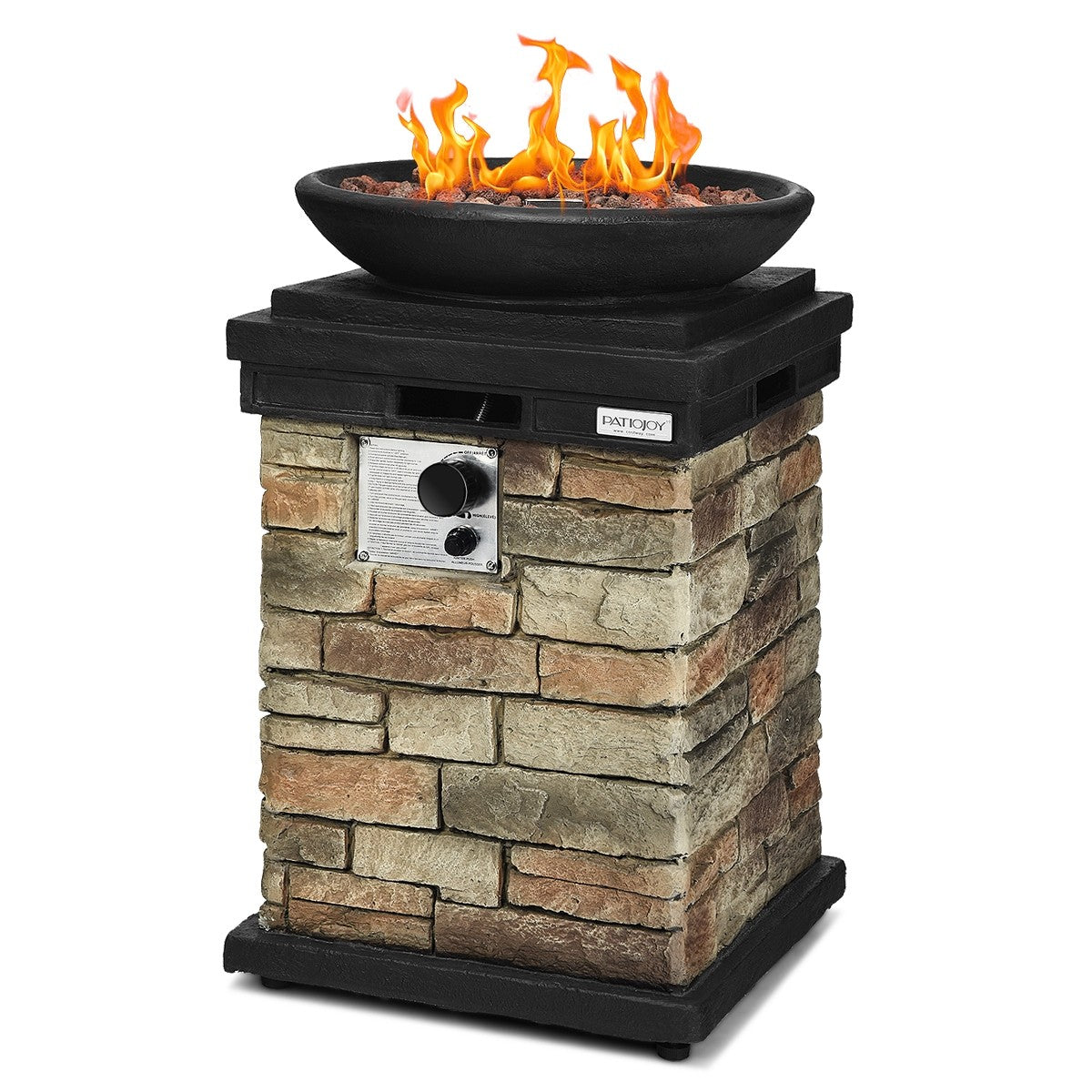 Firebowl Column, 40,000 BTU Outdoor Gas Fire Pit - Giantex