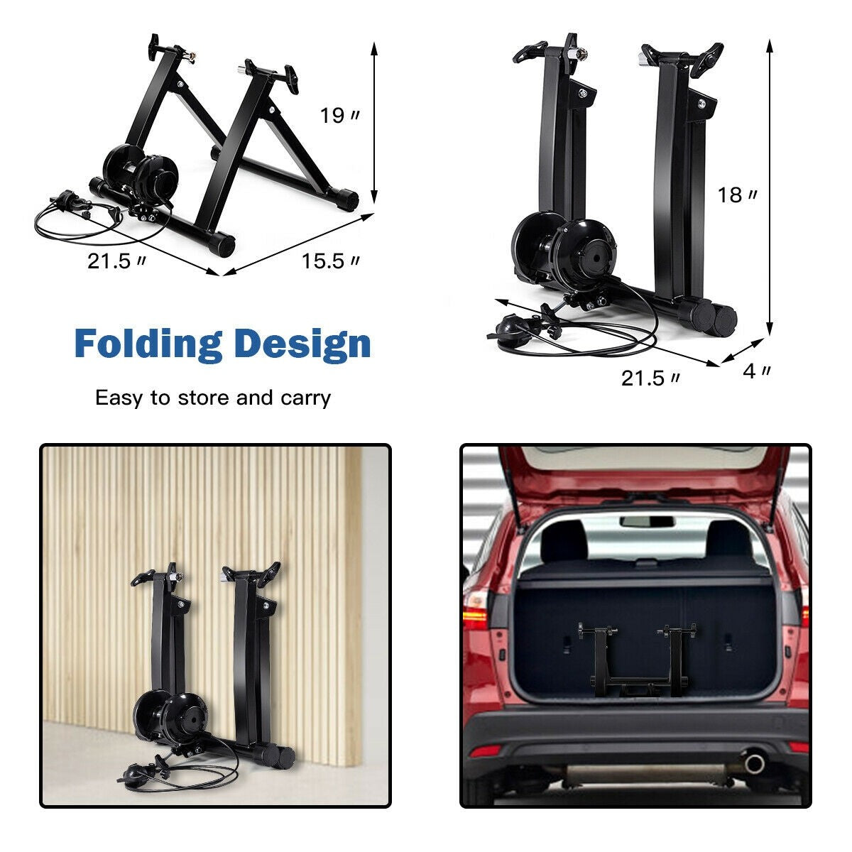 Steel Bike Trainer Stand, Indoor Bicycle Exercise Magnetic Stand - Giantexus