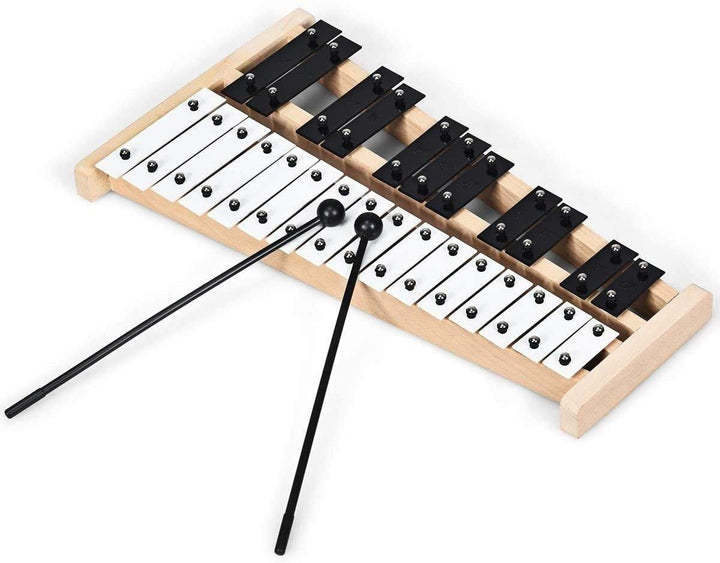 27 Note Glockenspiel Xylophone, Percussion Instrument with Wood Base - Giantexus