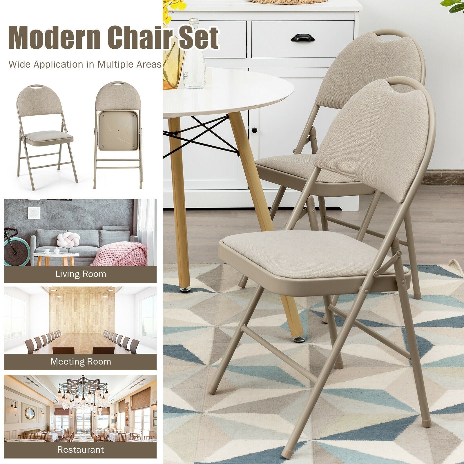 6 PCS Folding Chairs Set Portable Backrest Chair - Giantexus