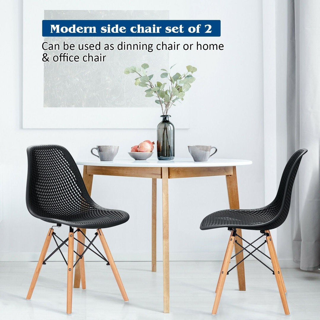 Giantex Set of 2 or 4 Modern Dining Chairs, Shell PP Lounge Side Chairs w/ Mesh Design - Giantexus