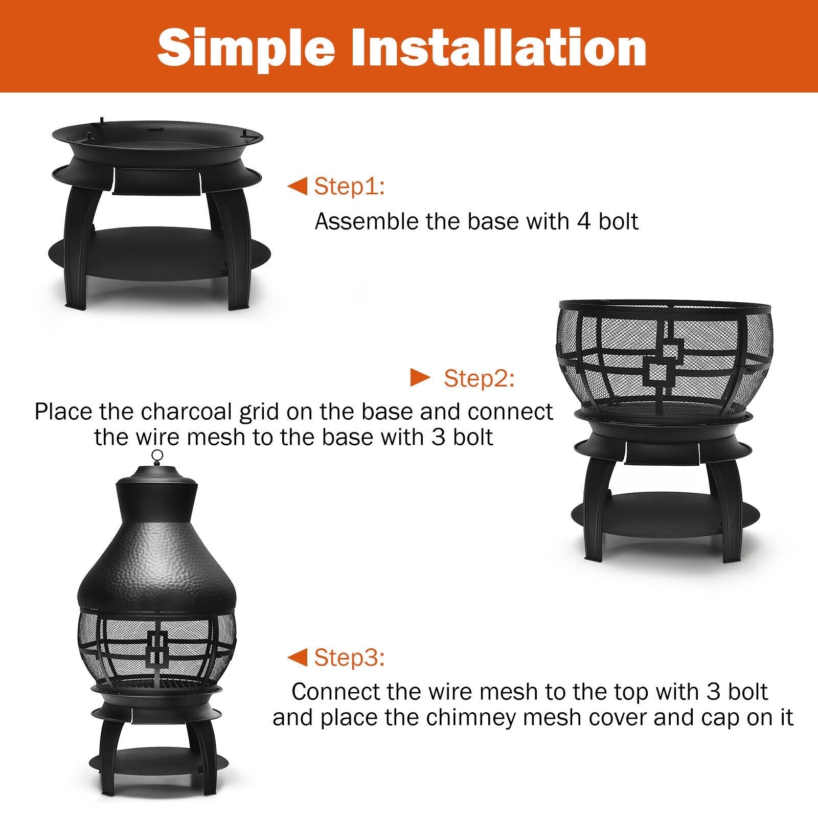 Wood Burning Chiminea, Heavy Duty Fireplace Wooden Chiminea Fire Pit