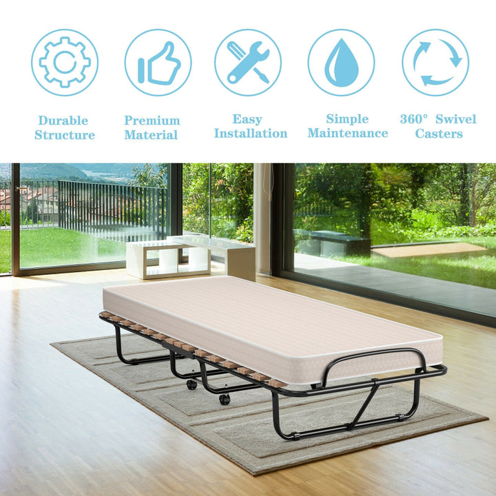 Folding Bed with Mattress Rollaway Guest Bed