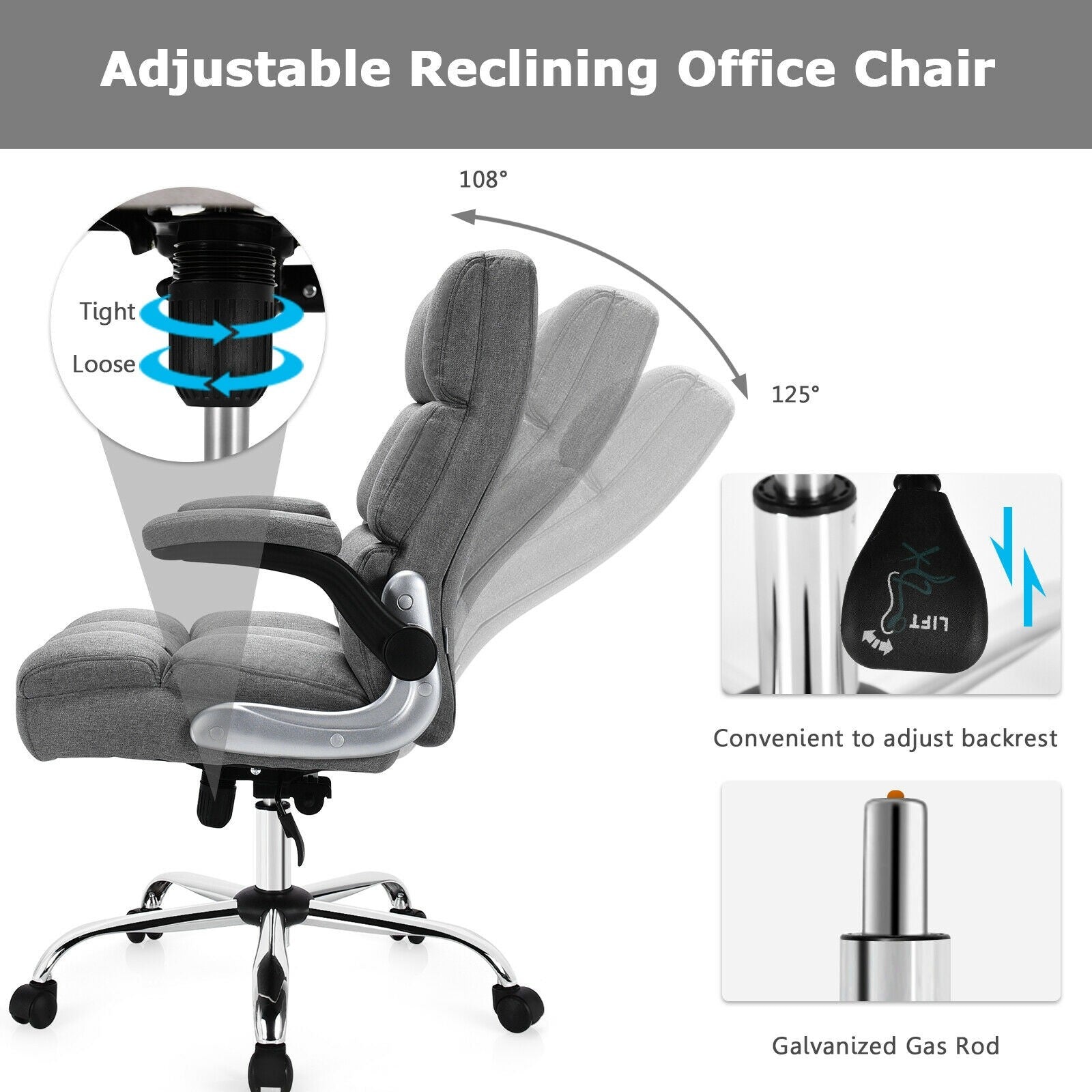 Giantex Executive Office Chair,Adjustable Tilt Angle and Flip-up