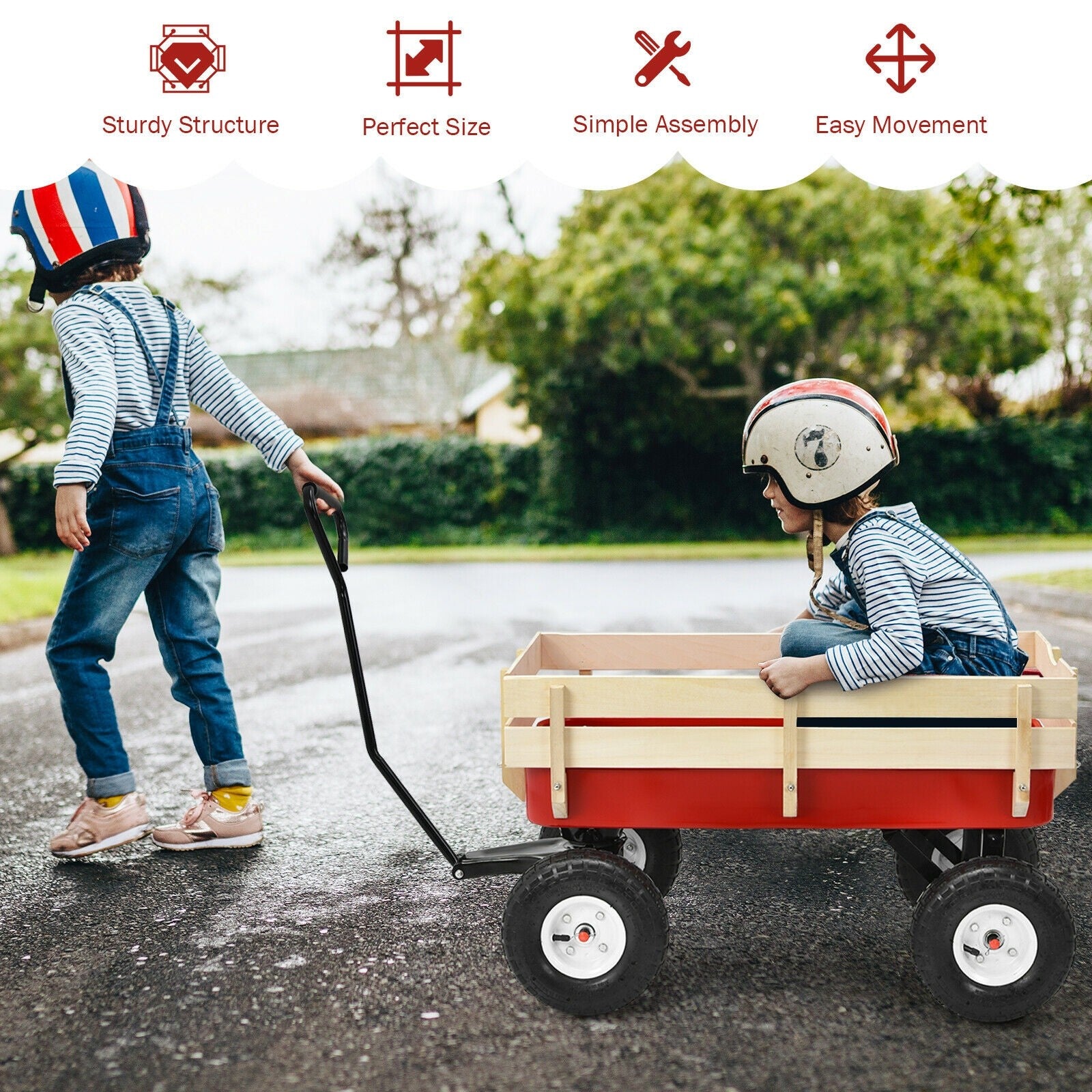 All Terrain Cargo Wagon Wood Railing - Giantexus