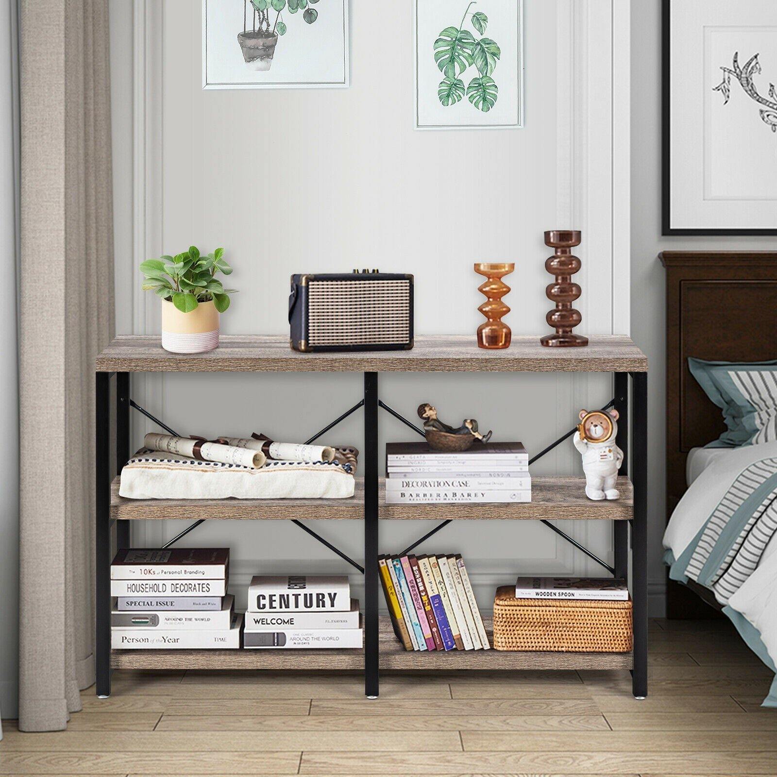 3-Tier Console Table Sofa Side Table, Entryway Foyer Table - Giantexus