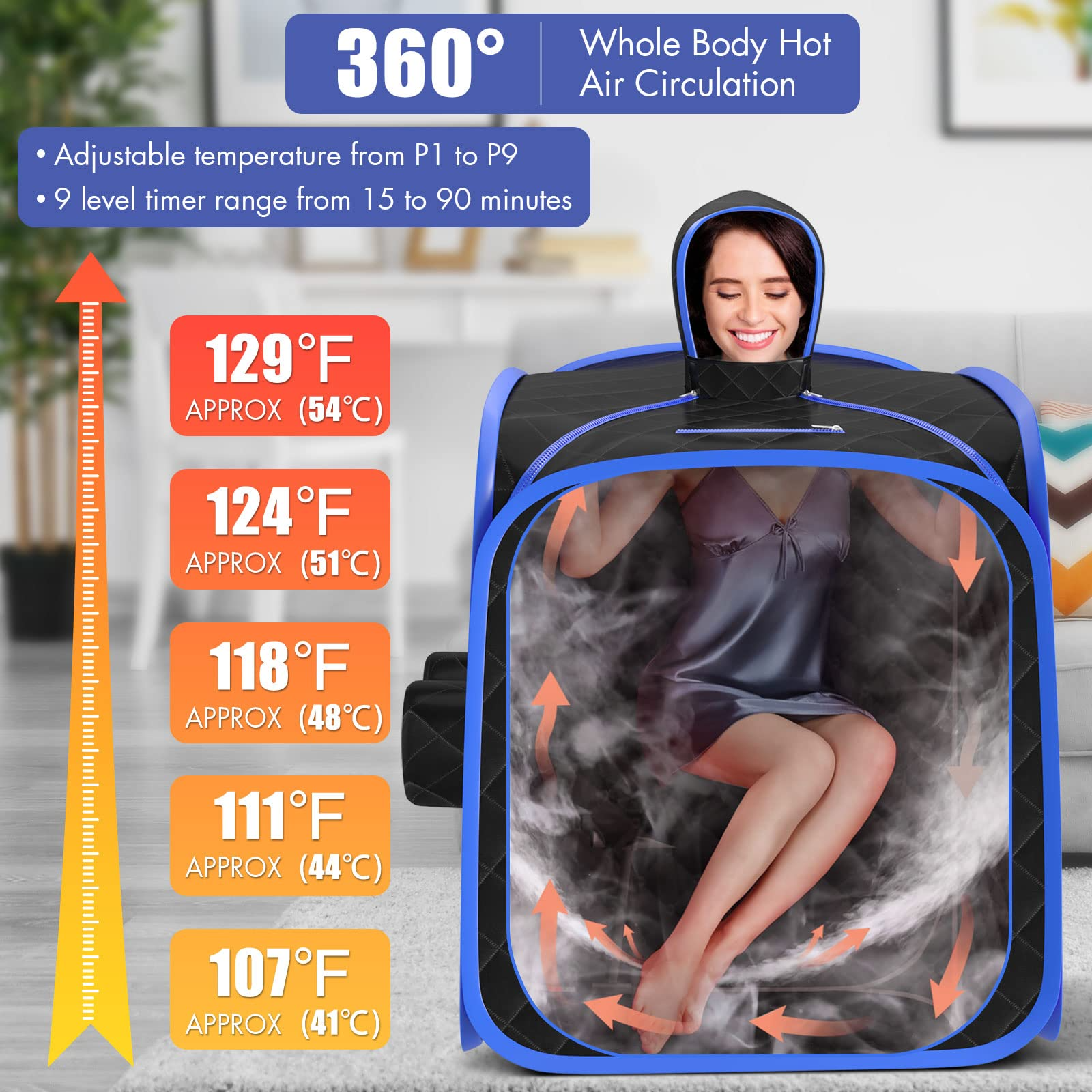 Giantex Portable Folding Sauna, 1 or 2 Person Steam Spa with Remote Control