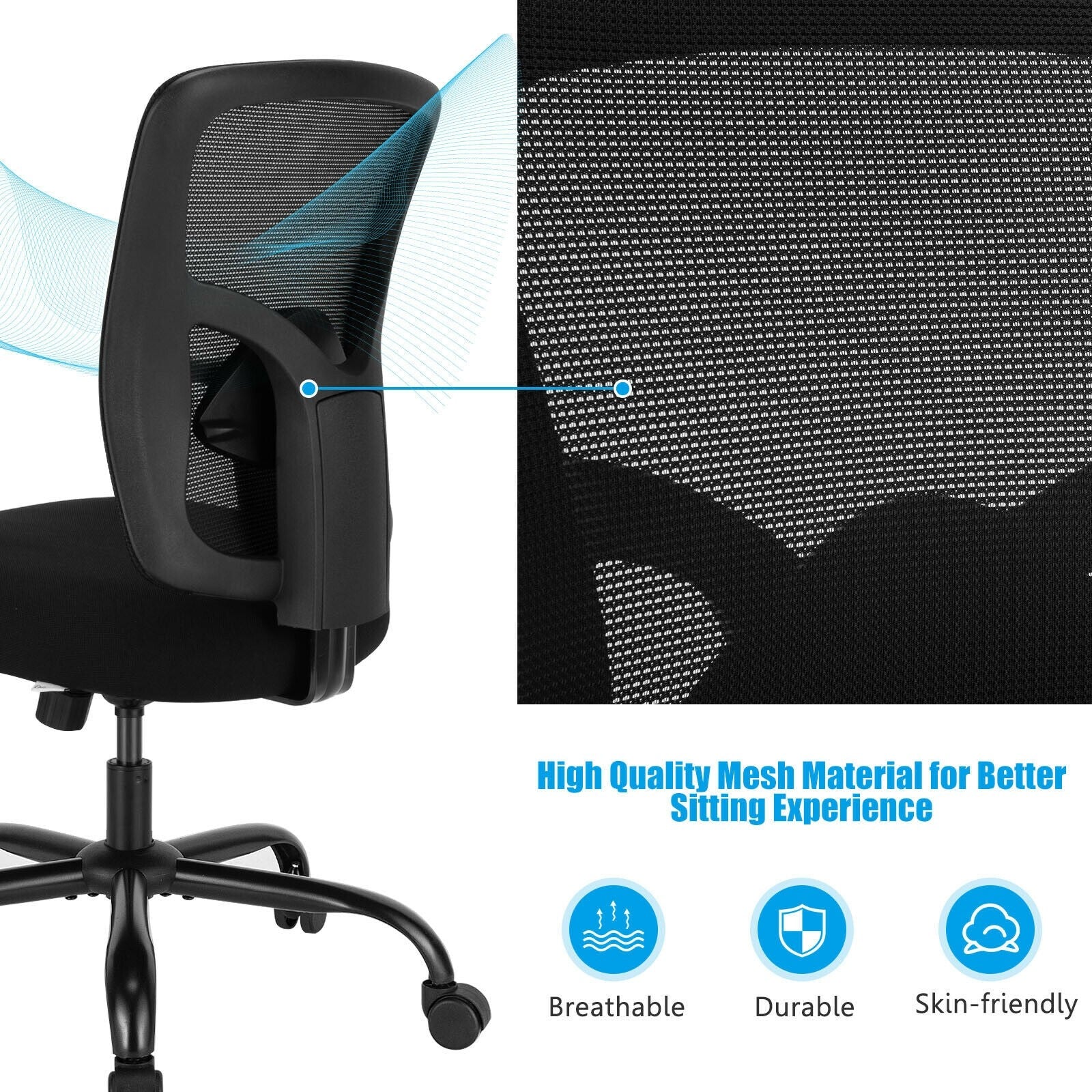 Mesh Office Computer Chair, 400 lbs Big and Tall Ergonomic Executive Chair