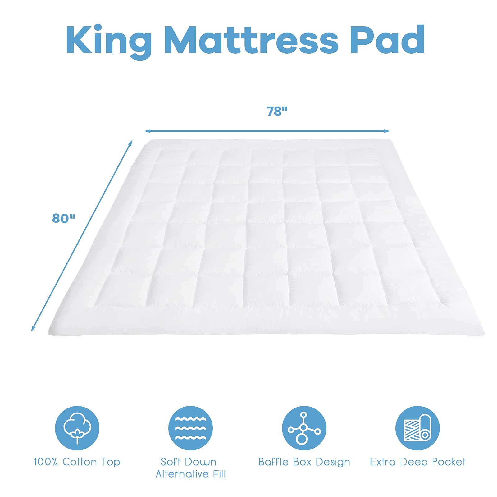 Giantex Quilted Fitted Mattress Topper Pillow Top w/Cotton Jacquard Fabric Top & 21" Fitted Deep Pocket
