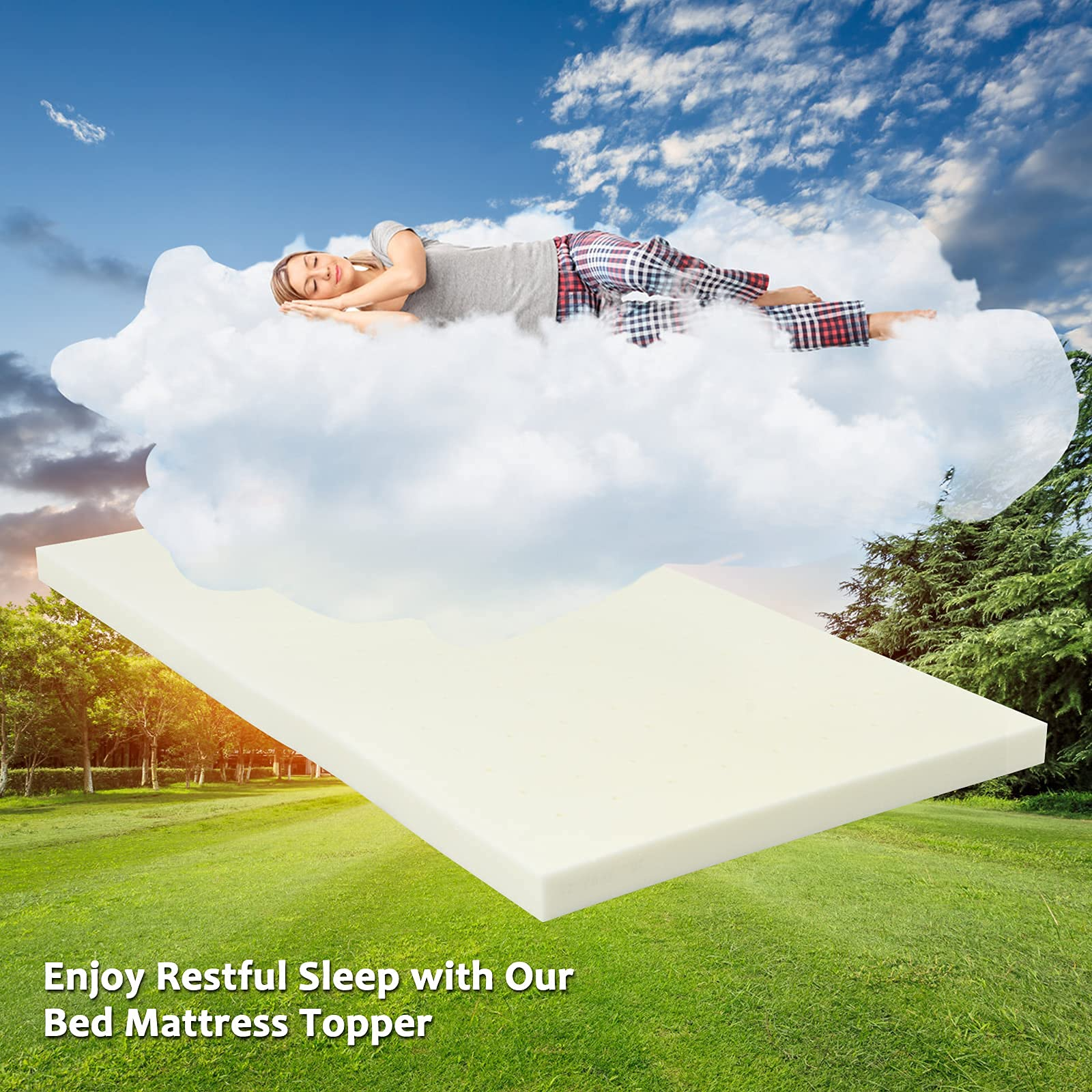 Giantex Bed Mattress Topper 3 Inch Thickness Soft Mattress Pad