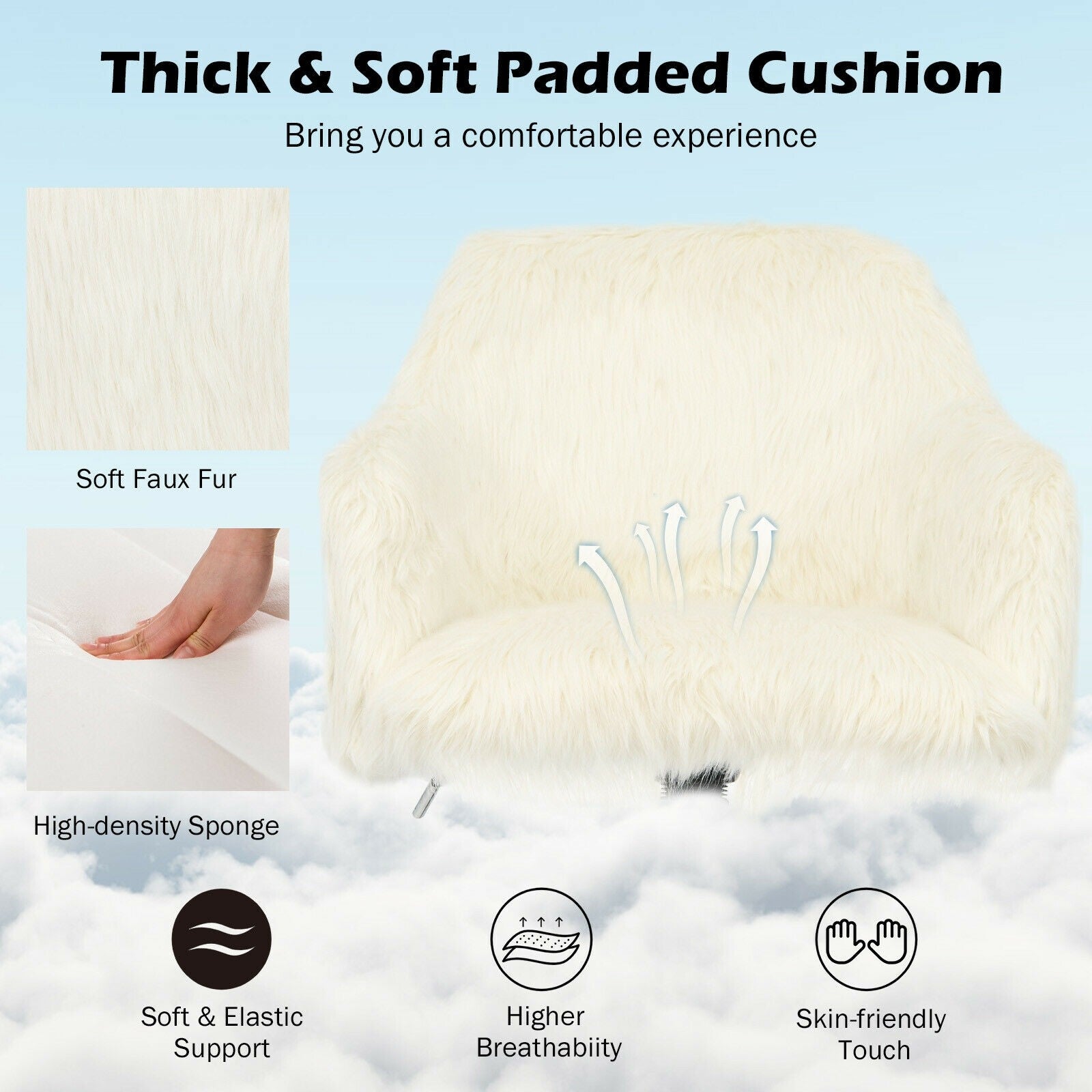  Fluffy Faux Fur Vanity Chair - Giantex
