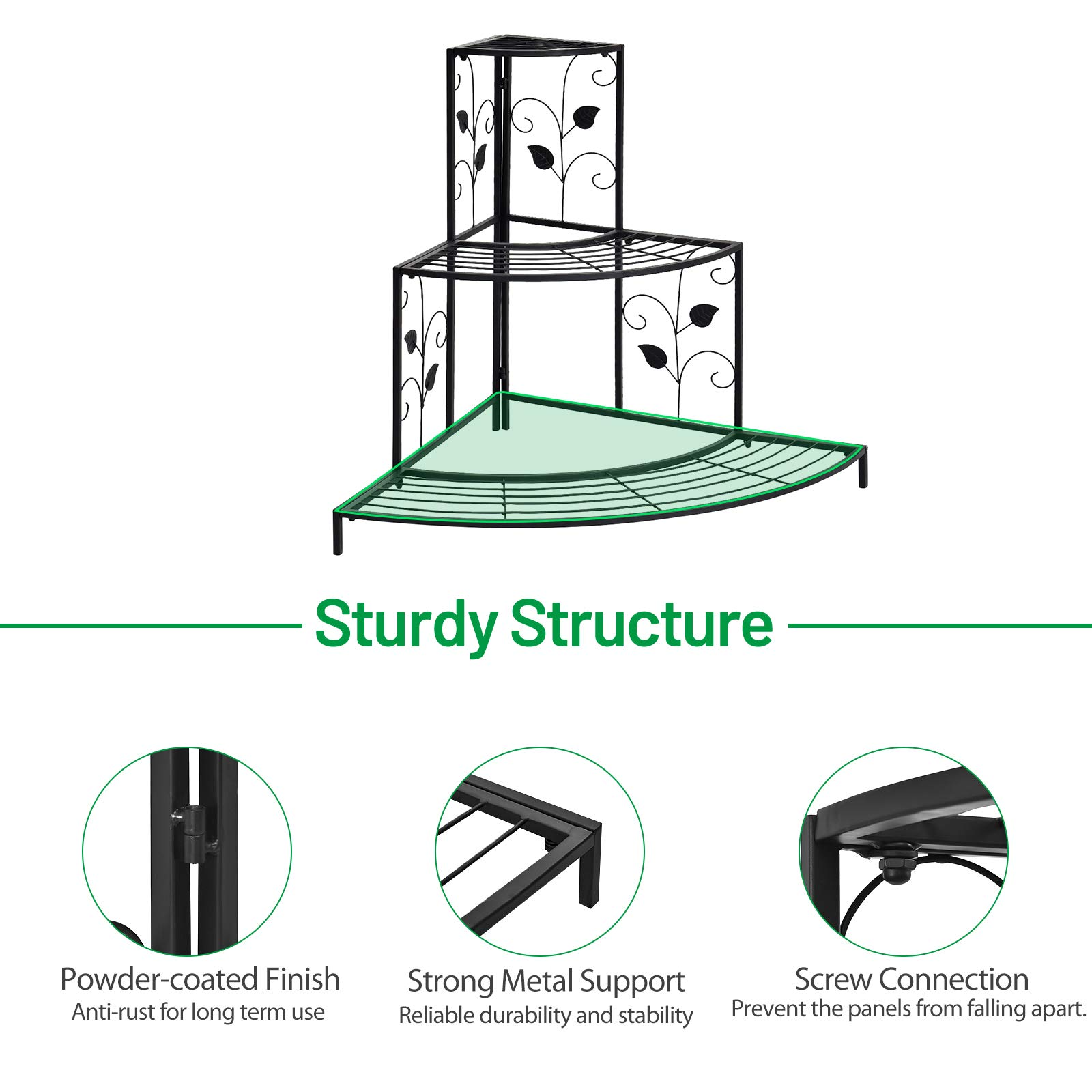 3 Tiers Corner Shelf Metal Plant Stand - Giantex