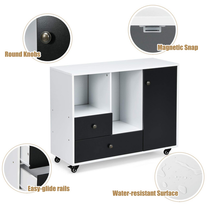 Giantex Lateral File Cabinet 2 Drawer Printer Stand, Rolling Storage Office Cabinet with Lockable Wheels