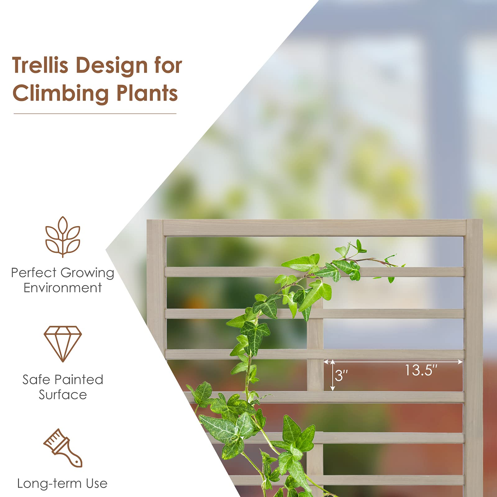 Plant Raised Bed with Trellis for Flower Climbing