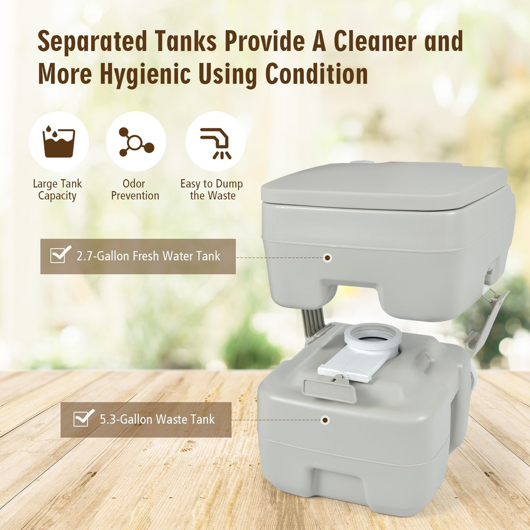 Portable Toilet 5.3 Gallon with Powerful Push Pump