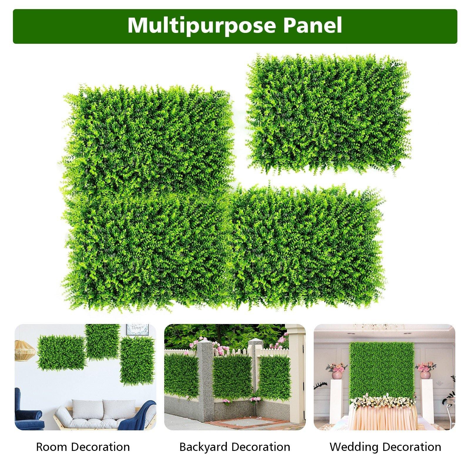 12 Pcs 16x24inch Artificial Eucalyptus Hedge Plant Privacy Fence Panels - Giantexus