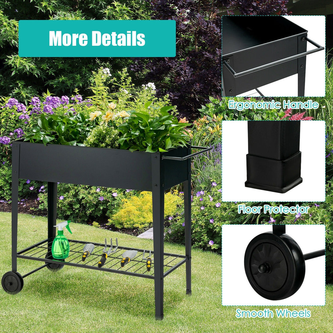 Outdoor Raised Garden Bed on Wheels with Legs