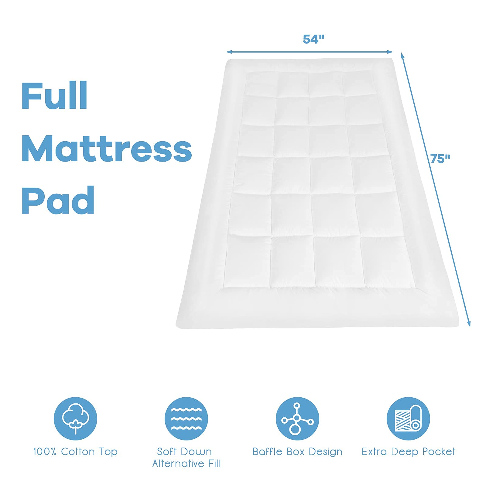 Giantex Quilted Fitted Mattress Topper Pillow Top w/Cotton Jacquard Fabric Top & 21" Fitted Deep Pocket