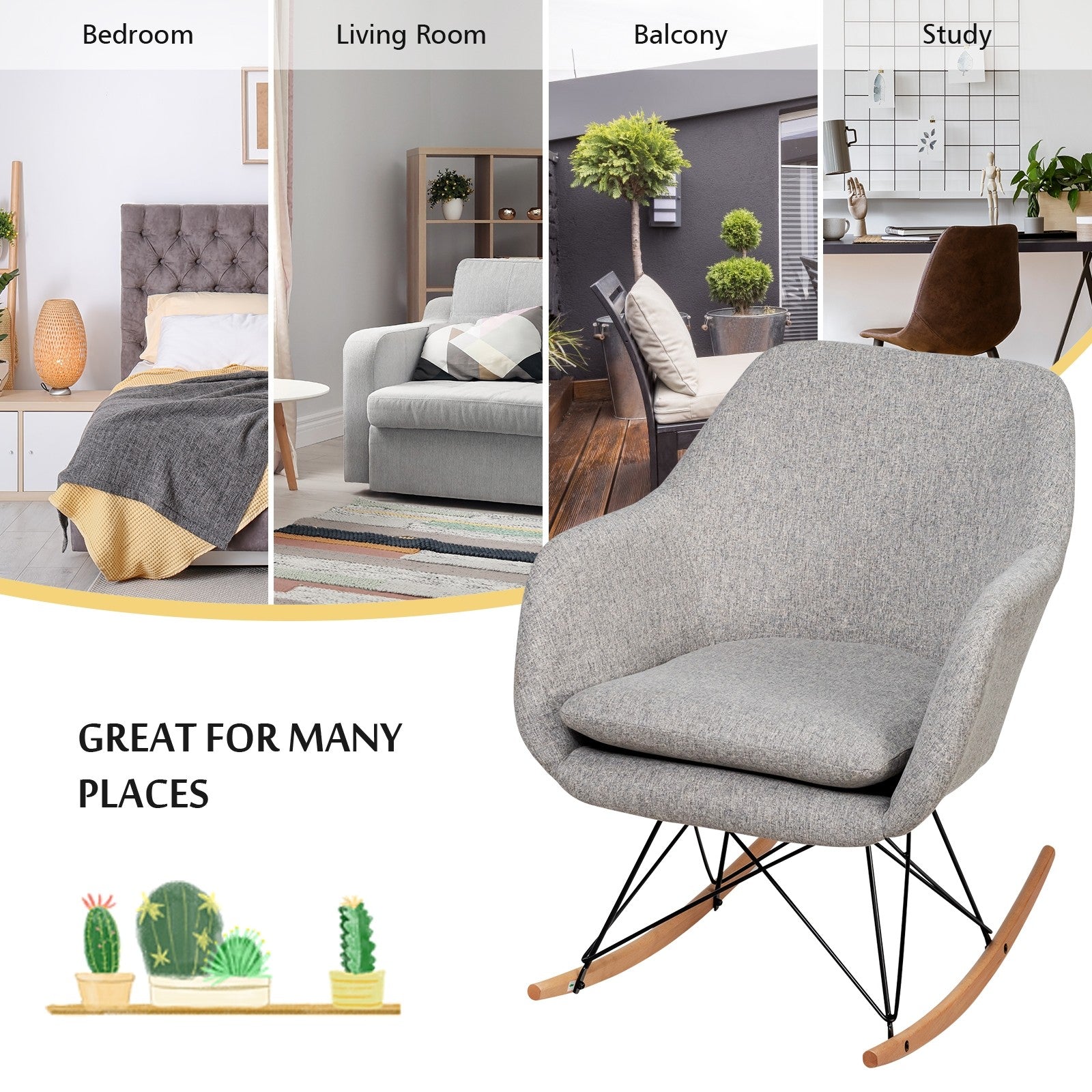 Accent Rocking Chair with Cushion - Giantexus