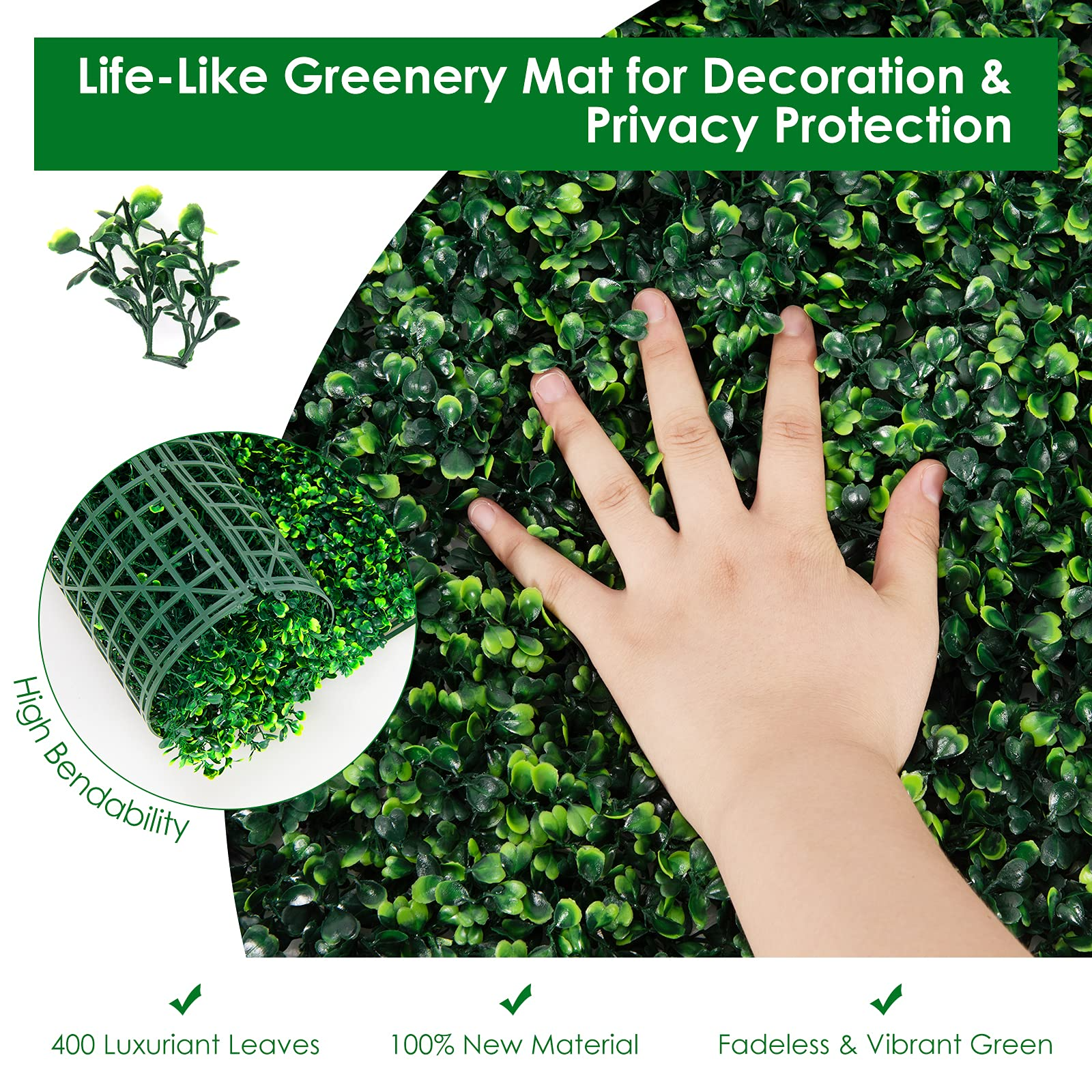 Giantex 12PCS 20x20inch Artificial Boxwood Panels