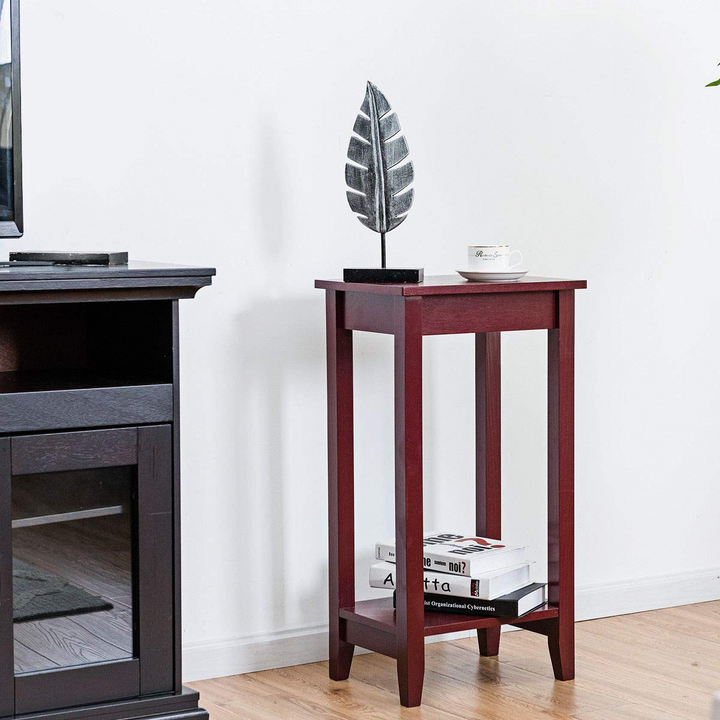 Giantex Narrow Telephone Table with Shelf and Legs for Small Spaces, Espresso