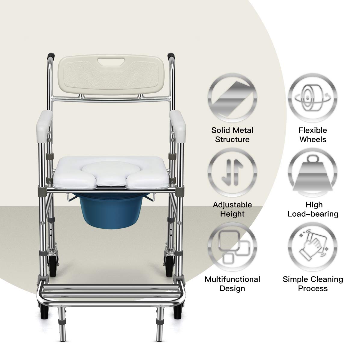 Giantex 3 in 1 Lightweight Shower Commode Wheelchair