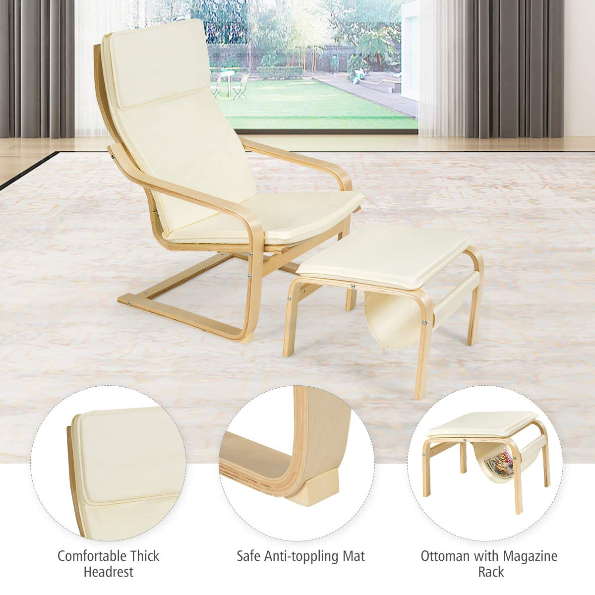 Giantex Armchair and Footstool Set