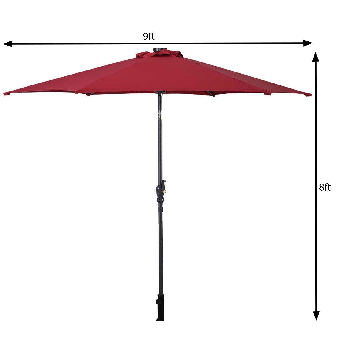 9ft Market Patio Umbrella w/Solar Lights - Giantexus